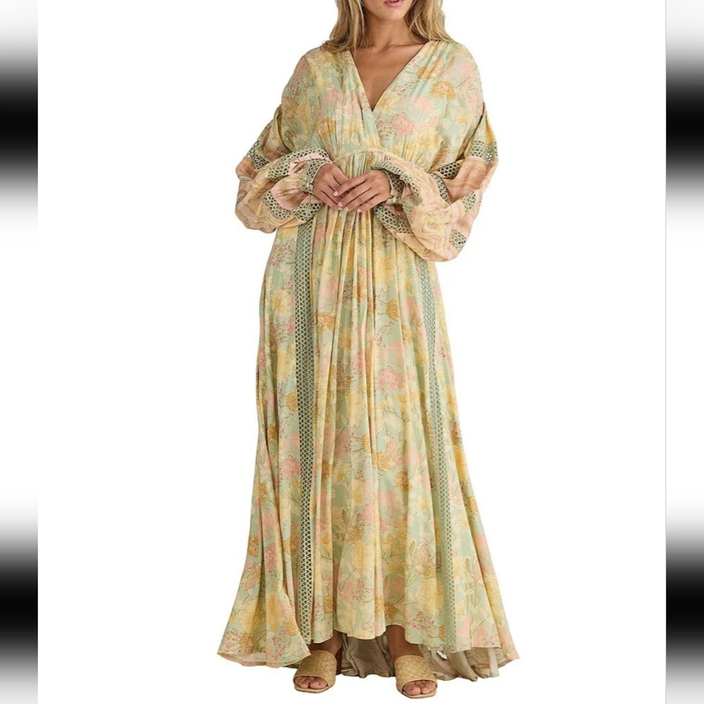 NWT Talisman dress. Yellow Sundress with V-Neck and Bishop Sleeves, Medium